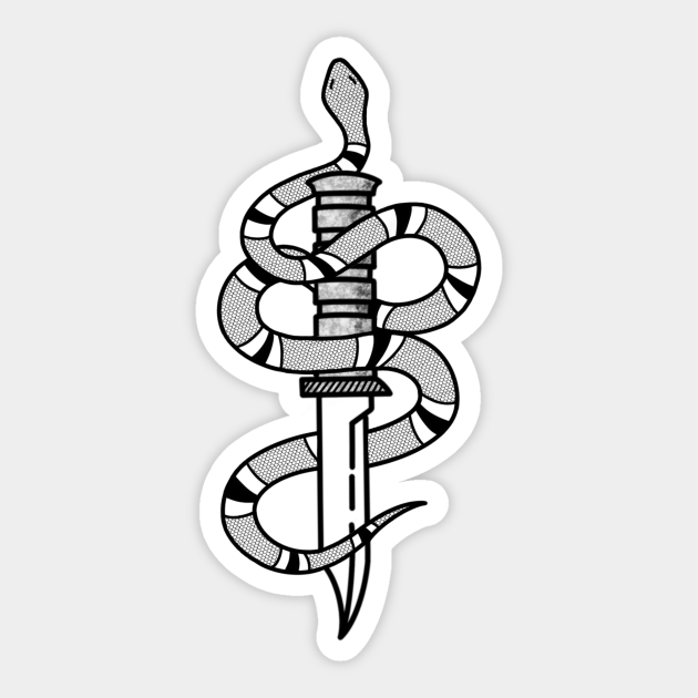 Tattoo Snake Knife Snake Sticker TeePublic